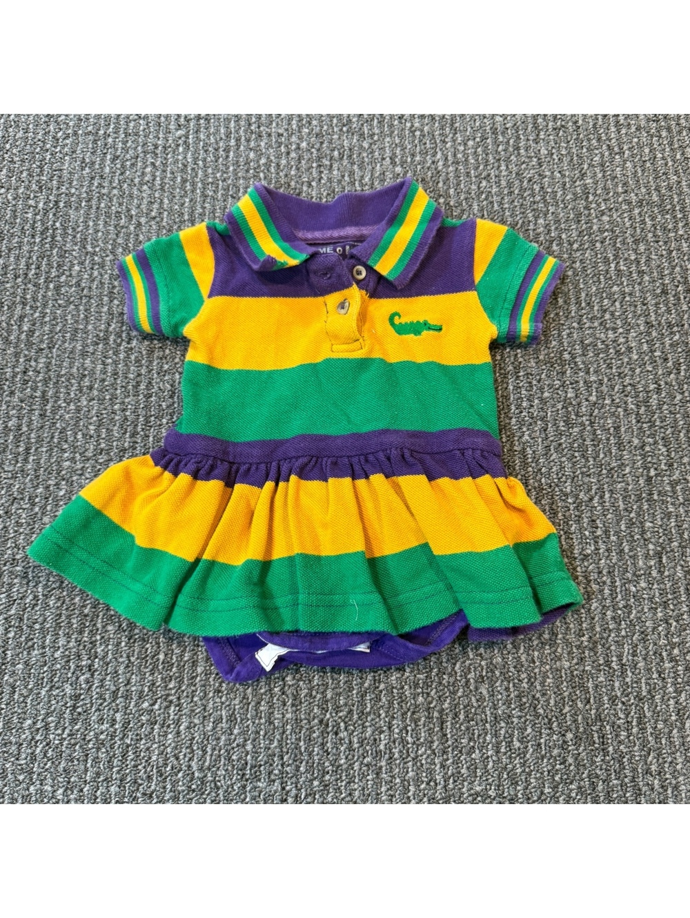 ME o ME Baby Girl Striped Polo Dress Size 6-9 Months Mardi Gras